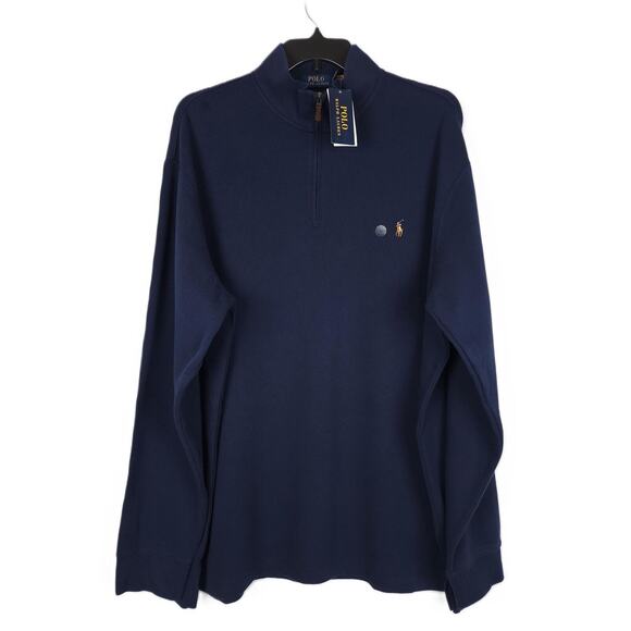 Polo Ralph Lauren Men's Estate-Rib Knit 1/4-Zip Pullover Sweater Navy 4XB NWT - Picture 1 of 5